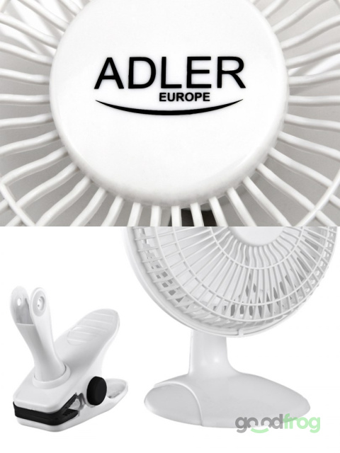 Wentylator biurkowy ADLER AD 7317 (15 cm) / Klips + Podstawa