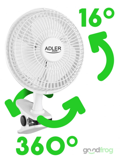 Wentylator biurkowy ADLER AD 7317 (15 cm) / Klips + Podstawa