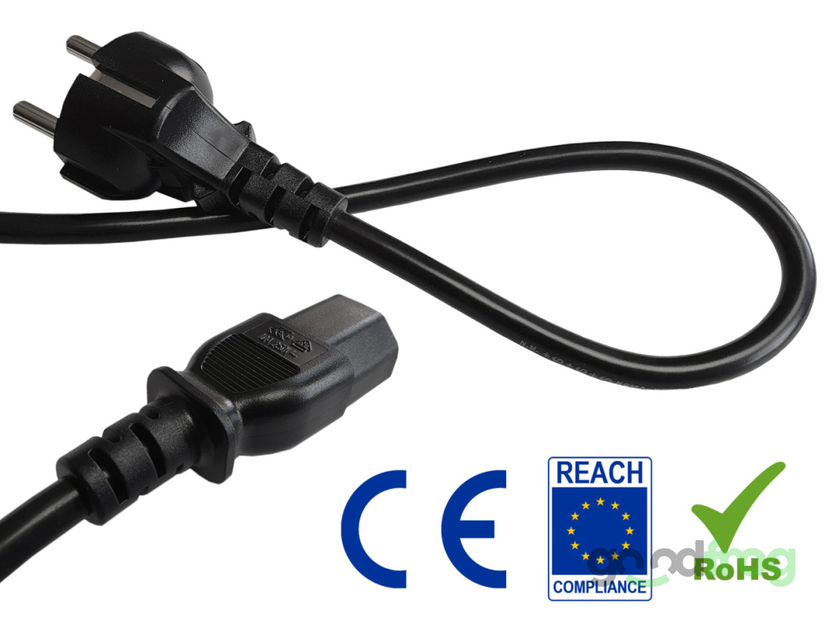 Kabel zasilający komputerowy / 185 cm / IEC C13 / TRAPEZ