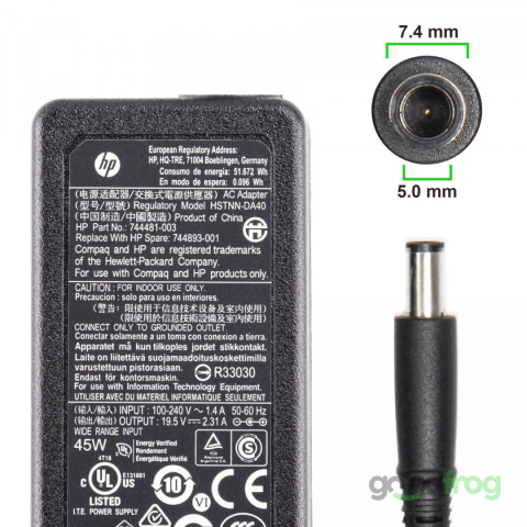 Oryginalny zasilacz HP 19.5V 2.31A 45W PIN / Kabel zasilający Oryginalny zasilacz HP 19.5V 2.31A 45W PIN / Kabel zasilający