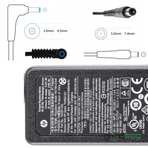 Oryginalny zasilacz HP 2w1 / 19.5V 2.31A 45W / Kabel zasilający / Outlet Oryginalny zasilacz HP 2w1 / 19.5V 2.31A 45W / Kabel zasilający / Outlet