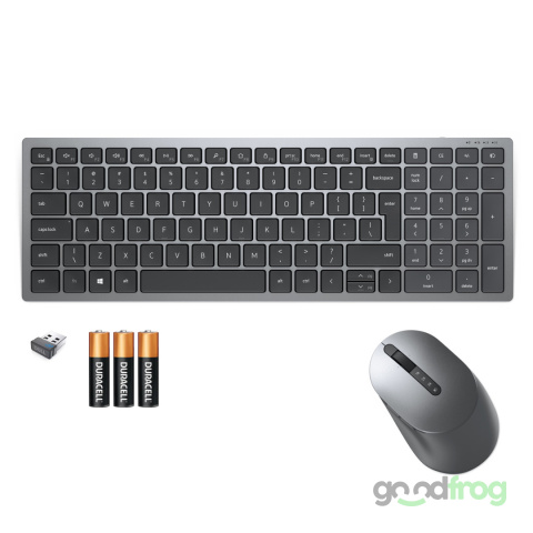 Dell Bezprzewodowy zestaw (KM7120W) / Klawiatura + Mysz / Srebrna / Spolszczona