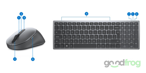 Dell Bezprzewodowy zestaw (KM7120W) / Klawiatura + Mysz / Srebrna / Spolszczona