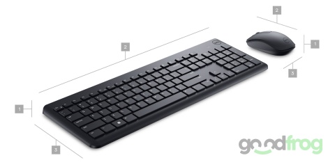 Dell Bezprzewodowy zestaw (KM3322W) / Klawiatura + Mysz / Czarny / Spolszczona