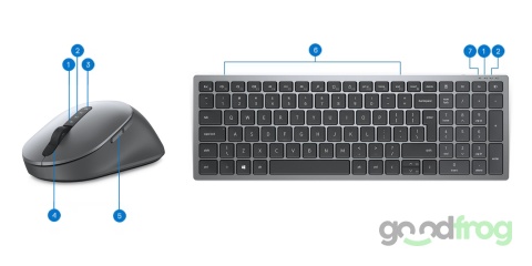 Dell Bezprzewodowy zestaw (KM7120W) / Klawiatura + Mysz / Srebrna / QWERTZ CZE/SLOV/PL