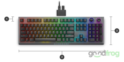 Klawiatura gamingowa Alienware AW920K (bezprzewodowa) / Tri-Mode / AlienFX RGB / Lunar Light Klawiatura gamingowa Alienware AW920K (bezprzewodowa) / Tri-Mode / AlienFX RGB / Lunar Light
