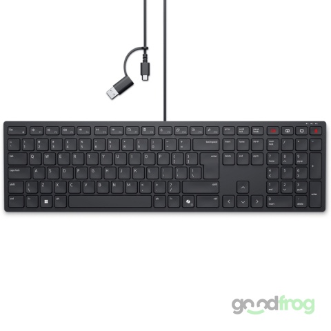 Klawiatura Dell Pro KB525C Niski skok (przewodowa) / USB-C / USB-A / NAKLEJKI PL