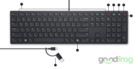 Klawiatura Dell Pro KB525C Niski skok (przewodowa) / USB-C / USB-A / NAKLEJKI PL