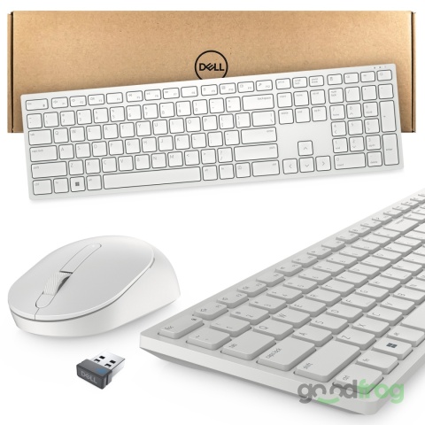 Zestaw Dell Bezprzewodowa klawiatura + mysz (KM5221W) / Biały / QWERTY US (polska)