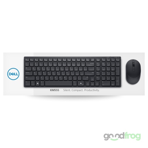 Zestaw Dell Bezprzewodowa klawiatura + mysz (KM555) / Czarny / QWERTY US (polska)