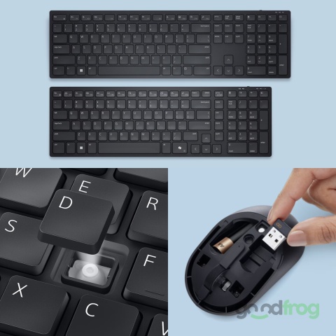 Zestaw Dell Bezprzewodowa klawiatura + mysz (KM555) / Czarny / QWERTY US (polska)